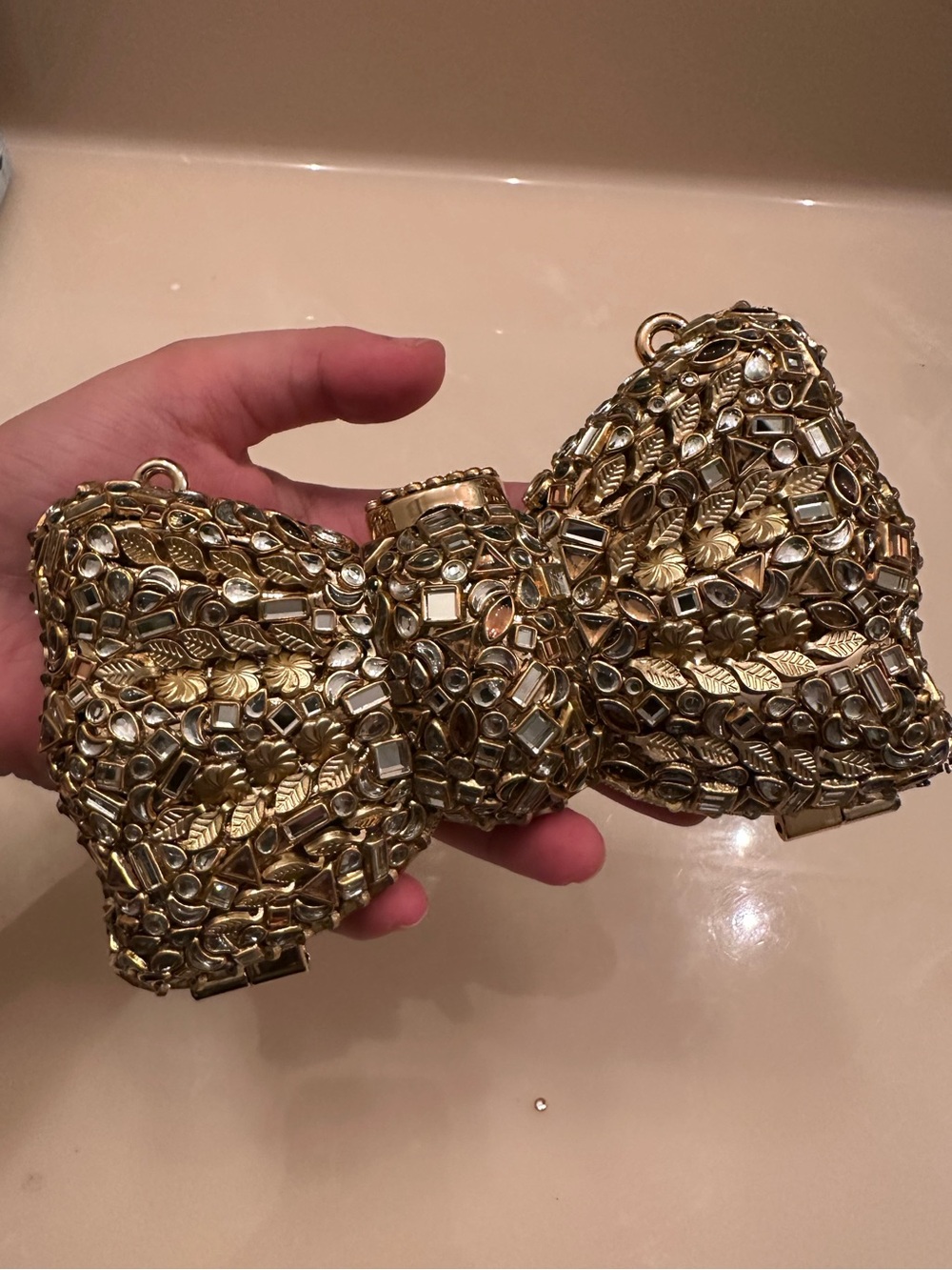 Gold Kundan Bow Clutch– Statement Bridal & Wedding Evening Bag